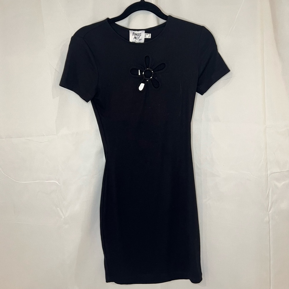 Princess Polly Madelia Flower Cut Out Detail Black Mini Dress
